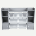 Homfa Kids Toy Organization Cubby Bookcase with 8 Bin, 2 Door Gray Storage Organizer Bookshelf for Children Room Playroom