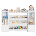 Homfa Kids Toy Organization Cubby Bookcase with 8 Bins, 2 Door White Storage Organizer Bookshelf for Children Room Playroom