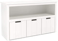 Homfa Kids Toy Storage Cabinet, Toddler's Room Chest Cabinet 3 Drawers with Wheels and Large Storage Cube Shelf for Children's Playroom, White