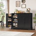 Homfa Kitchen Sideboard Buffet Cabinet with Drawers and Adjustable Shelf, 3 Doors Wood Pantry Cabinet for Dinning Room, Black