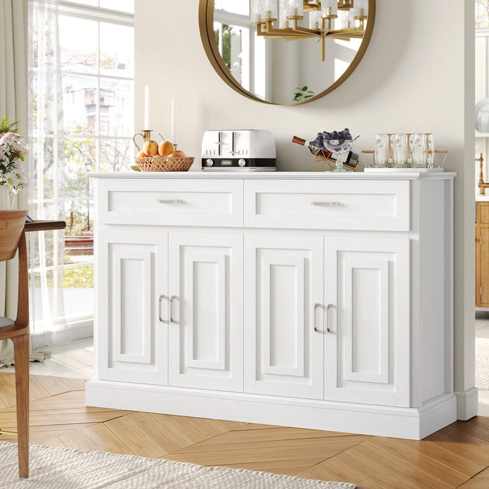 Homfa Modern Kitchen Buffet Sideboard, 4-Doors 2-Drawers Wood Storage Cabinet Coffee Bar for Living Room