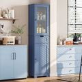 Homfa Narrow Kitchen Pantry Storage Cabinet, 67" Slim Pantry Cabinet with Drawer and Door, Space-Saving Freestanding Storage Cabinet for Small Place, Blue
