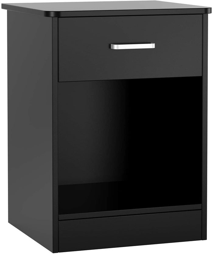 HOMFA Nightstand 2-Tier, Tall 1-Drawer End Table Side Table File Cabinet Storage Table for Home Office Bedside Cabinets with Sliding Drawer and Shelf, Black