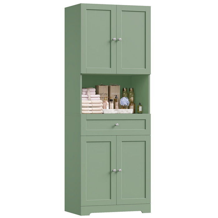 Homfa Tall Bathroom Storage Cabinet with Storage Drawers, Green