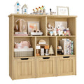 Homfa Toy Storage Organizer with 3 Movable Drawers, 5 Cube Kids Bookcase for Playroom, Storage Cabinet for Living Room, Natural Finish