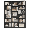 Homfa Triple Row 6-tier Bookcases Floor Standing, 17 Display Storage Cubicles, 73 in Tall Bookcase for Home Office Living Room, Black