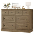 Homfa Unisex 8-Drawer Combo Dresser, Horizontal Dresser, Modern Wood Storage Cabinet, Walnut