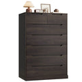 Homfa Vertical 7 Drawer Dresser, 51.3 in Tall Wood Storage Cabinet with Upgraded Stable Base for Bedroom Living Room, Dark Brown