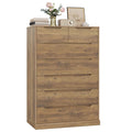 Homfa Vertical 7 Drawer Dresser, 51.3 in Tall Wood Storage Cabinet with Upgraded Stable Base for Bedroom Living Room, Rustic Brown
