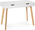 Homfa Writing Computer Desk, Laptop Notebook PC Workstation with 2 Drawers, Simple Study Makeup Vanity Table Modern Furniture for Home Office, White