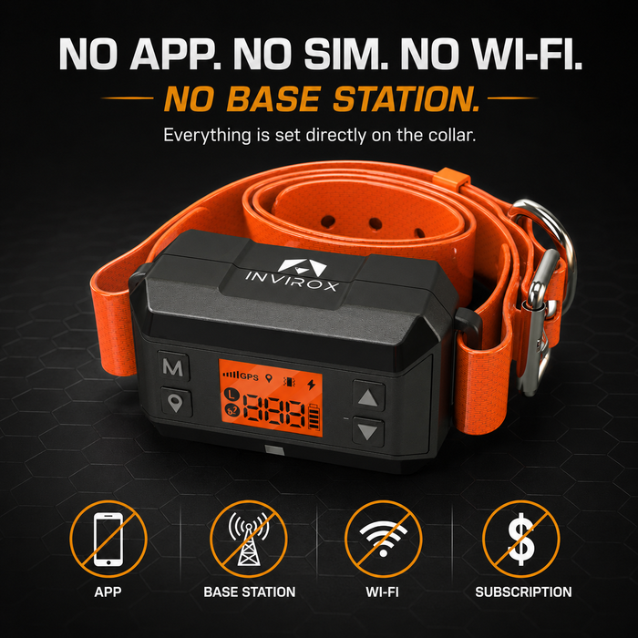INVIROX GPS dog fence with no app, no SIM, no Wi-Fi and no base station: everything is set directly on the collar