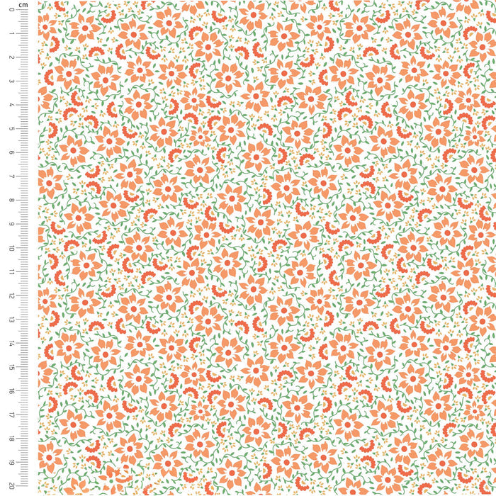 Floral patterned fabric with a ruler on the side