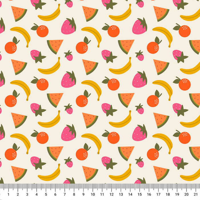 Watermelon and fruits printed on a cotton quilting fabric