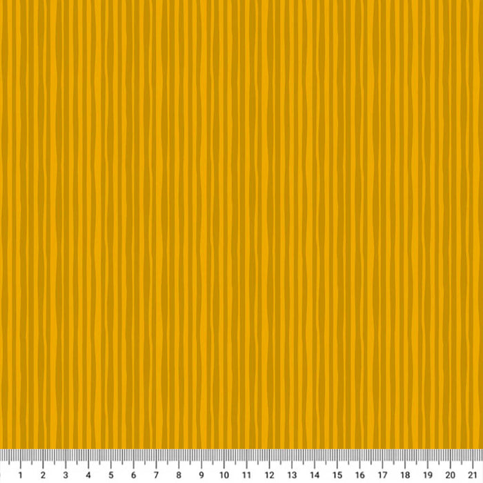 A striped cotton quilting fabric in ochre