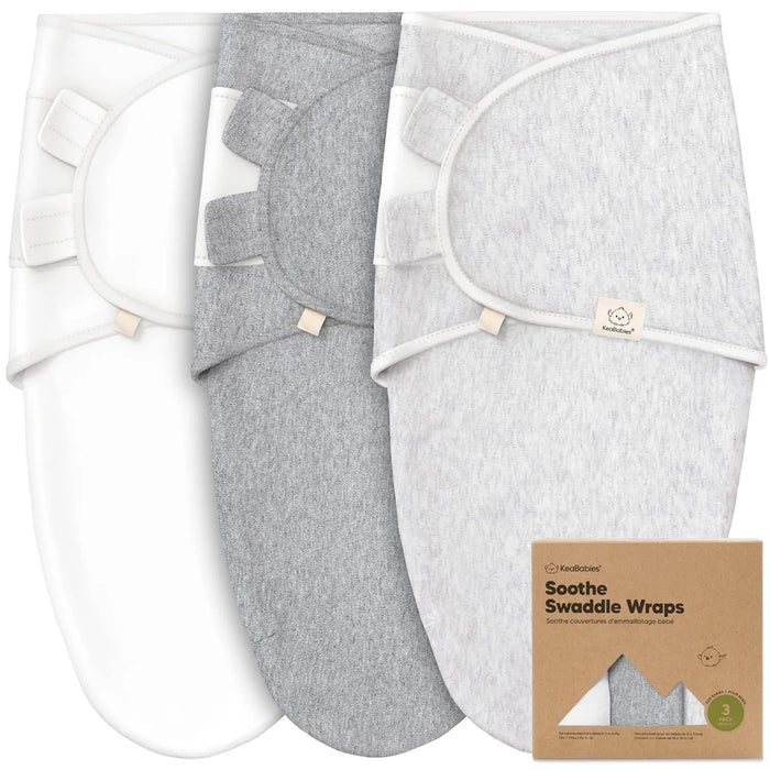 Keababies 3-Pack Organic Baby Swaddle Sleep Sacks (Cloud)