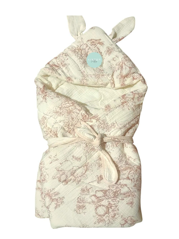 Kinder Valley Cieckadee Hooded Muslin Blanket (Cream)