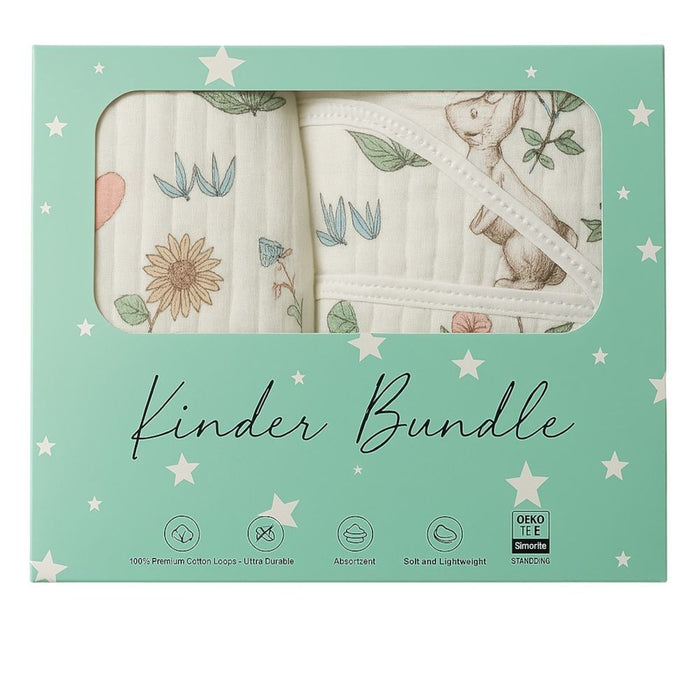 Kinder Valley Enchanted Meadow Quilted Receiving Swaddle With Hood + Blanket Set