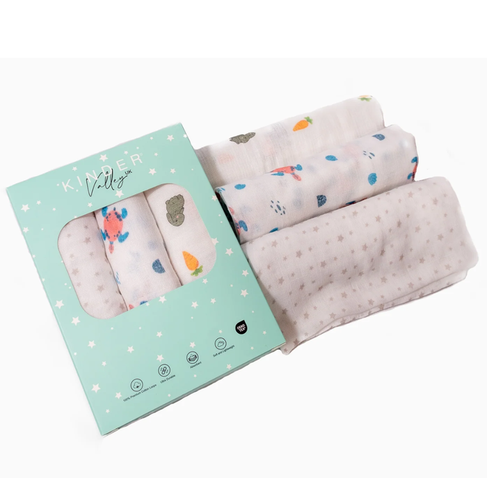 Kinder Valley Muslin Blanket Set - Pack of 3