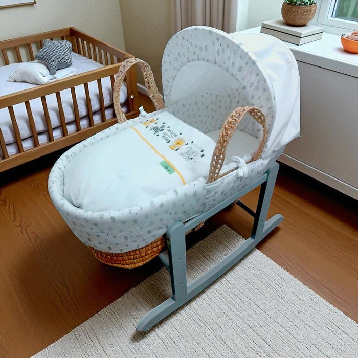 Kinder Valley Safari Moses Basket With Grey Rocking Stand