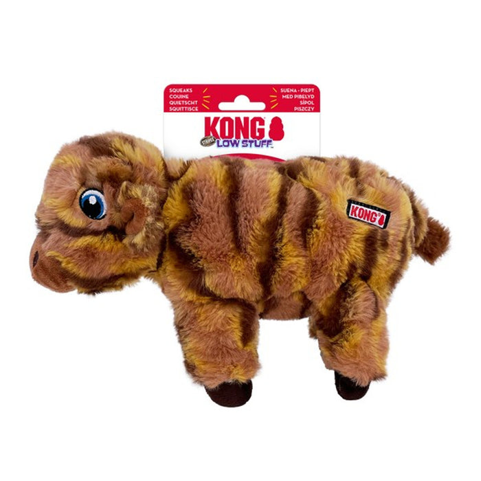 A stock image of the Low Stuff Stripes, featuring a brown and yellow striped plush cow design, with a white background.