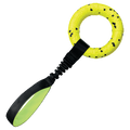 Stock image of the KONG Reflex Tug, with a black handle and yellow-green colour.