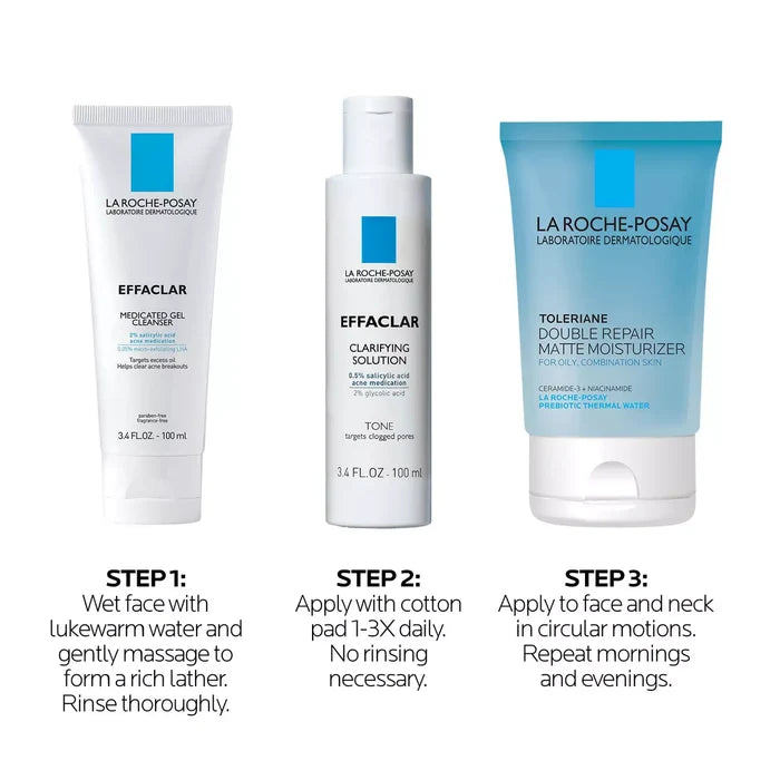 La Roche-Posay Effaclar Daily Acne Essentials Kit 3-Step 100ml Each