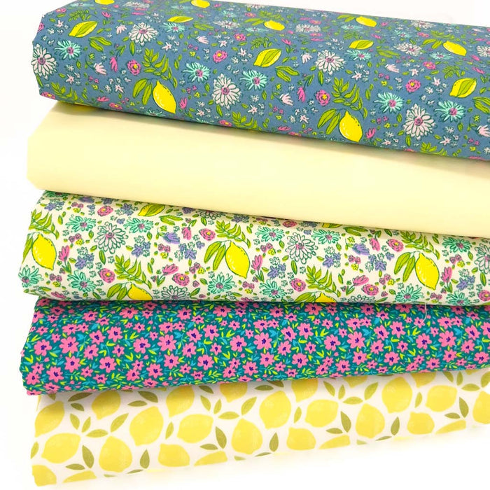 A lemon themed fat quarter bundle in polycotton