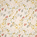 Pattern of colorful birds on a light linen fabric