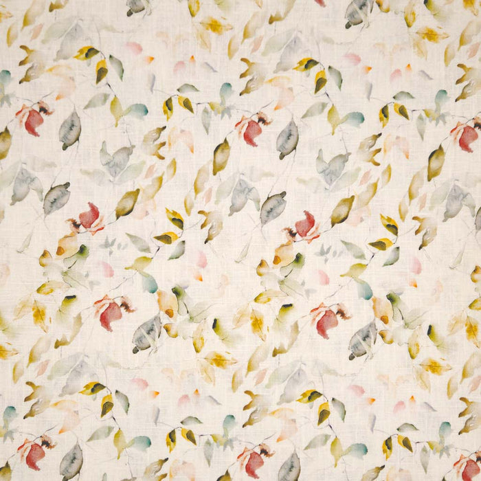 Pattern of colorful birds on a light linen fabric