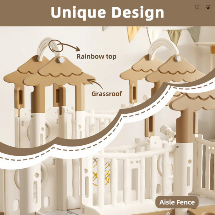 Little Angel Kids Activity Centre With Slide, Hoop & Climber (Coffee)