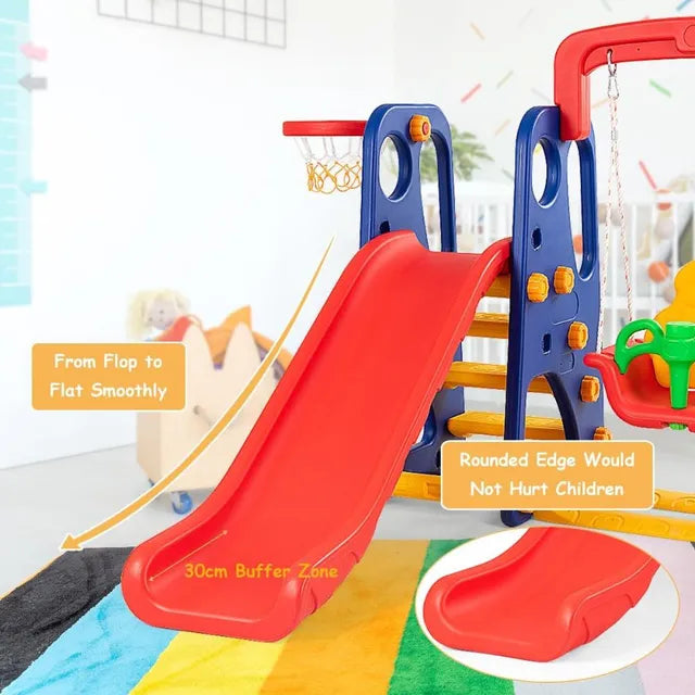 Little Angel Kids Slide And Swing 3-In-1 Activity Playset (Red)