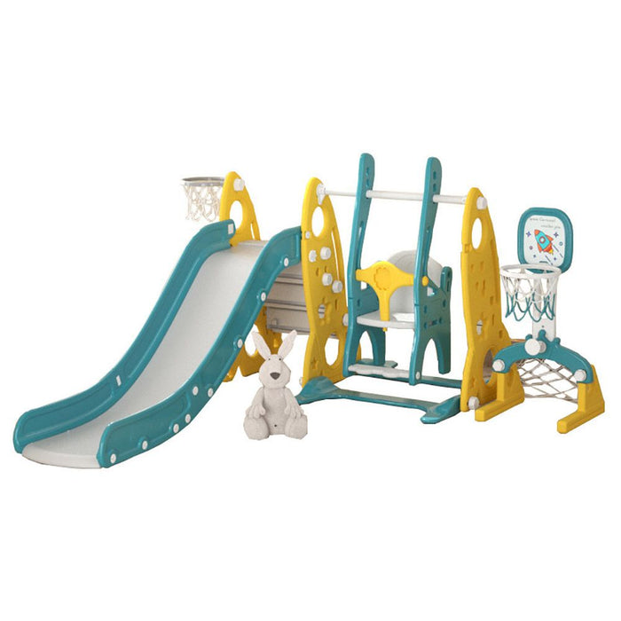 Little Angel Kids Slide, Swing, Basketball, And Football (Yellow)