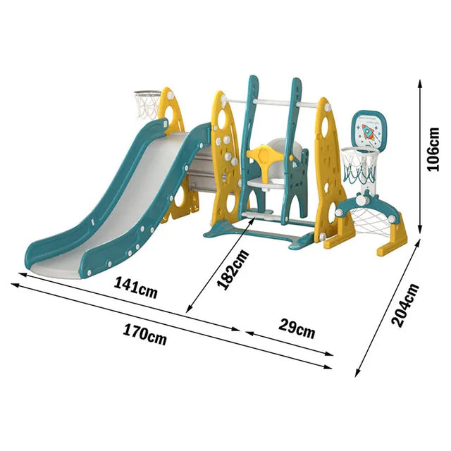 Little Angel Kids Slide, Swing, Basketball, And Football (Yellow)