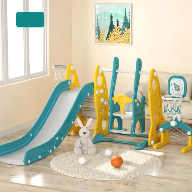 Little Angel Kids Slide, Swing, Basketball, And Football (Yellow)