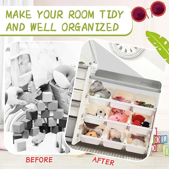 Little Angel Toys Organizer Cabinet With 14 Bins & Hook (White)