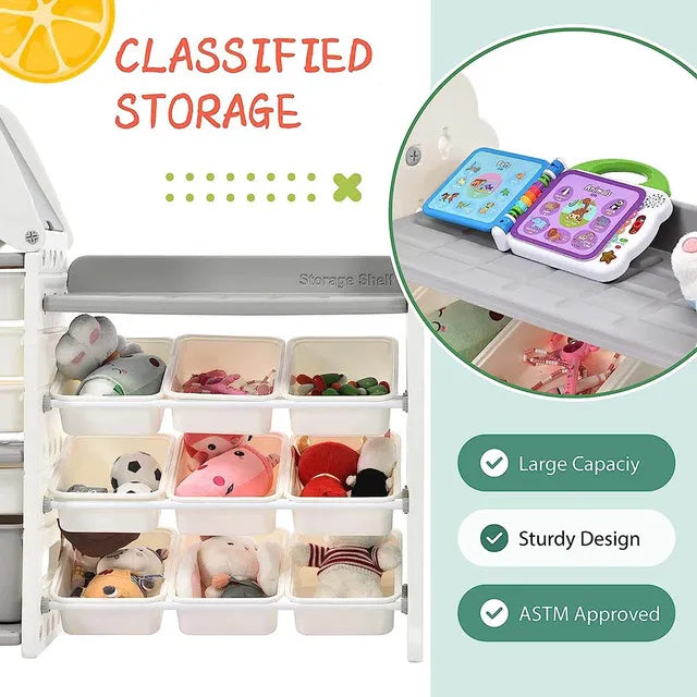 Little Angel Toys Organizer Cabinet With 14 Bins & Hook (White)