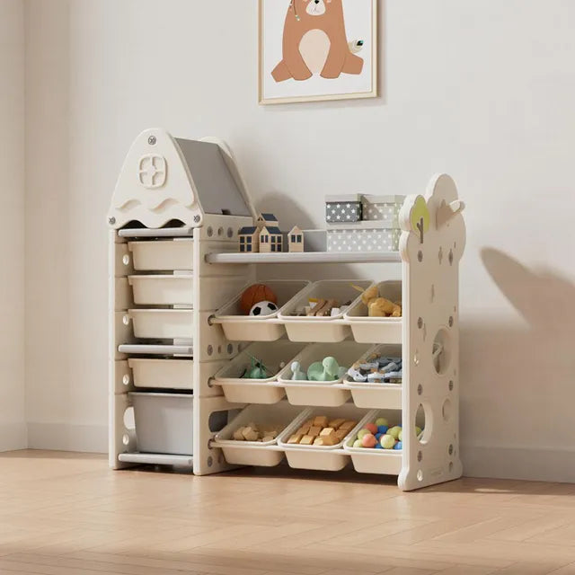 Little Angel Toys Organizer Cabinet With 14 Bins & Hook (White)