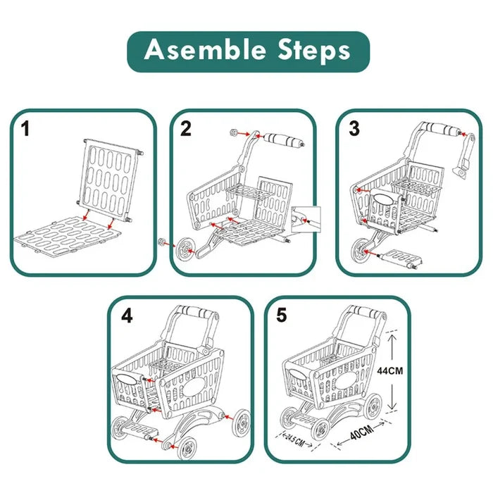Little Story Role Play Market Shopping Cart Toy Set (Pink, 56 Pcs)