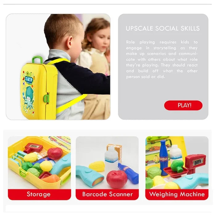 Little Story Shop Keeper Set Box Backpack (Yellow, 21 Pcs)