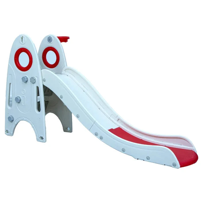 Little Toddler Medium Size Slide With Basketball Hoop (Light Red And White)‎180 x 70x 100 cm