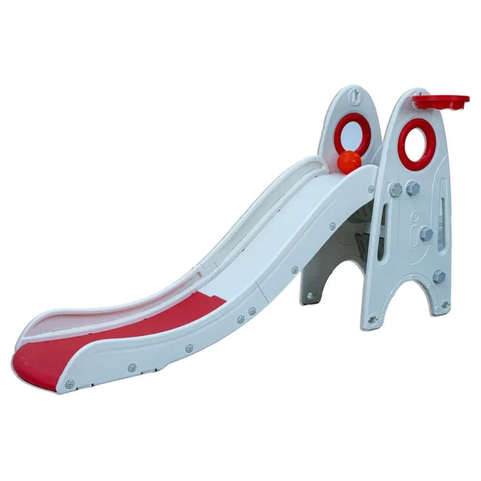Little Toddler Medium Size Slide With Basketball Hoop (Light Red And White)‎180 x 70x 100 cm