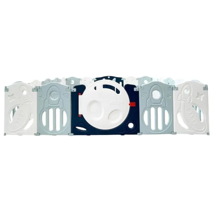 Little Toddlers Foldable Playpen (Simple Panels, 1 Game Panel, 1 Door Color Blue) 188x226x63 cm