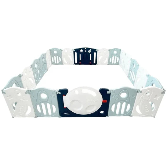 Little Toddlers Foldable Playpen (Simple Panels, 1 Game Panel, 1 Door Color Blue) 188x226x63 cm