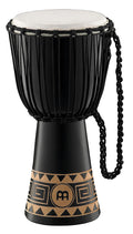 Djembé 10" Congo, acajou 1 pièce, 51cm, peau chèvre sélectionnée, cordage nylon 4mm pré-étiré, ornements creusés, brun foncé