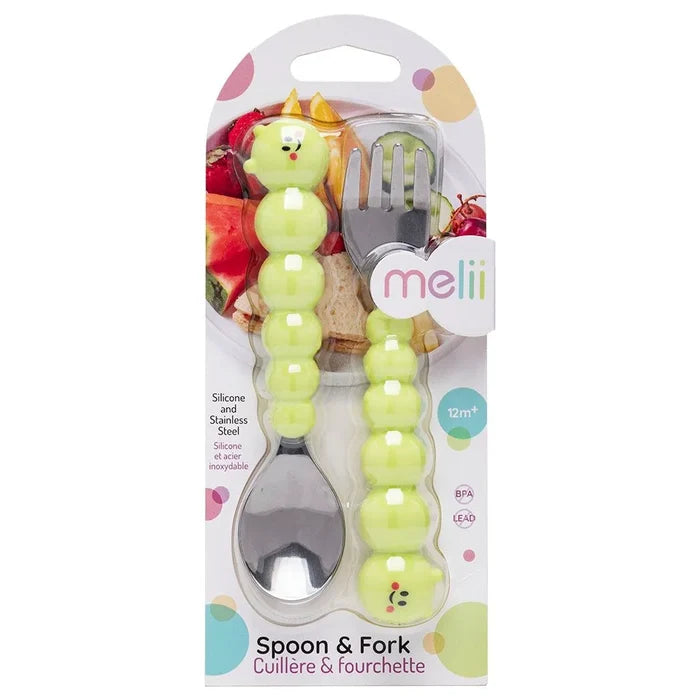 Melii Silicone Spoon & Fork Set (Caterpillar)