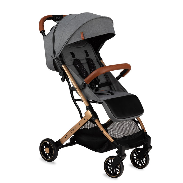 MoMi Estelle Stroller (Gray-Gold, Gold Frame)