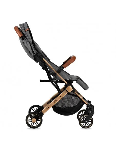 MoMi Estelle Stroller (Gray-Gold, Gold Frame)