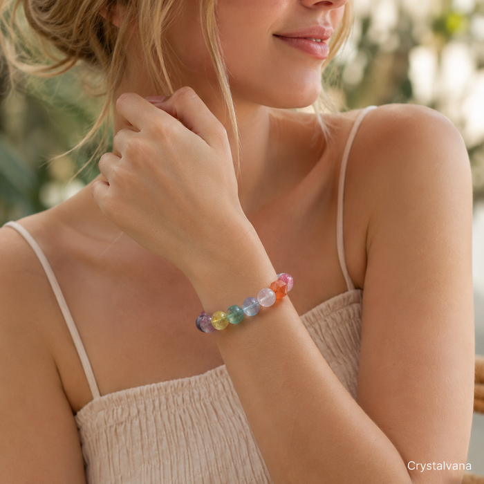 Natural Amethyst Aquamarine Multi Bracelet | Healing Crystal Jewelry | Crystalvana
