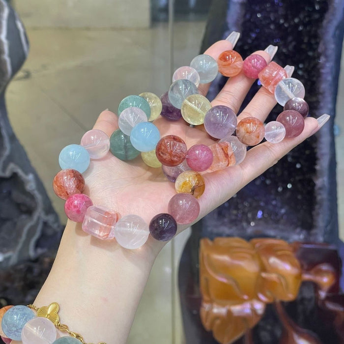 Natural Amethyst Aquamarine Multi Bracelet | Healing Crystal Jewelry | Crystalvana