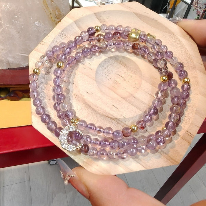 Natural Amethyst Phantom Multi-Wrap Bracelet | Spiritual Protection & Intuition | Crystalvana